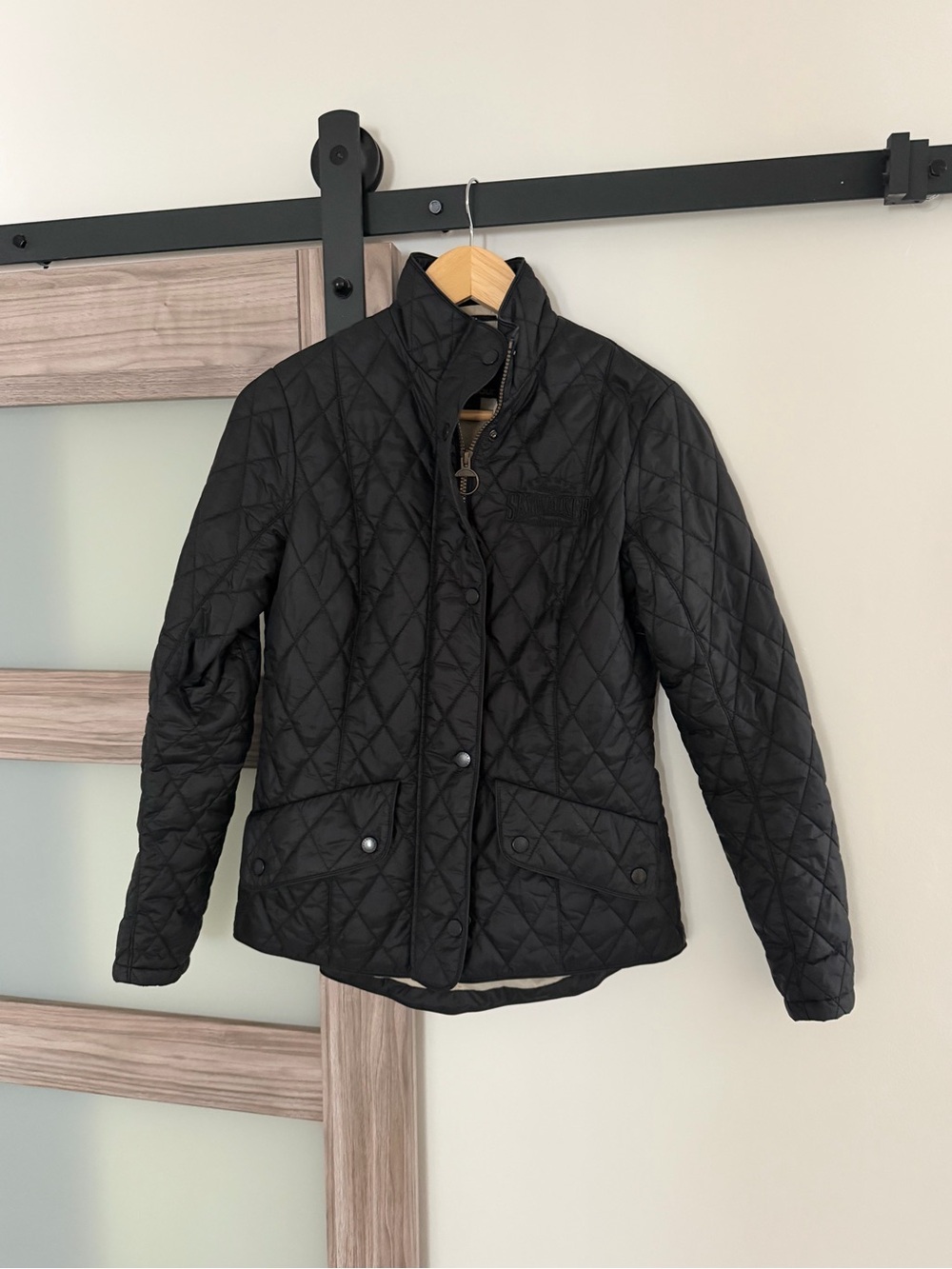 Barbour Black Quilted Coat with Cream Lining from Skywalker Ranch!